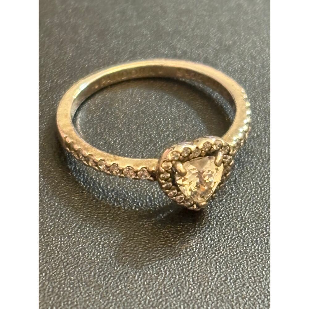 Pandora Heart Halo Ring EU54  Sterling Silver CZ Size 7 With Box